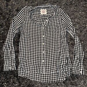 SO “Perfect Shirt” Black and White Checkered Button Down Shirt/Flannel